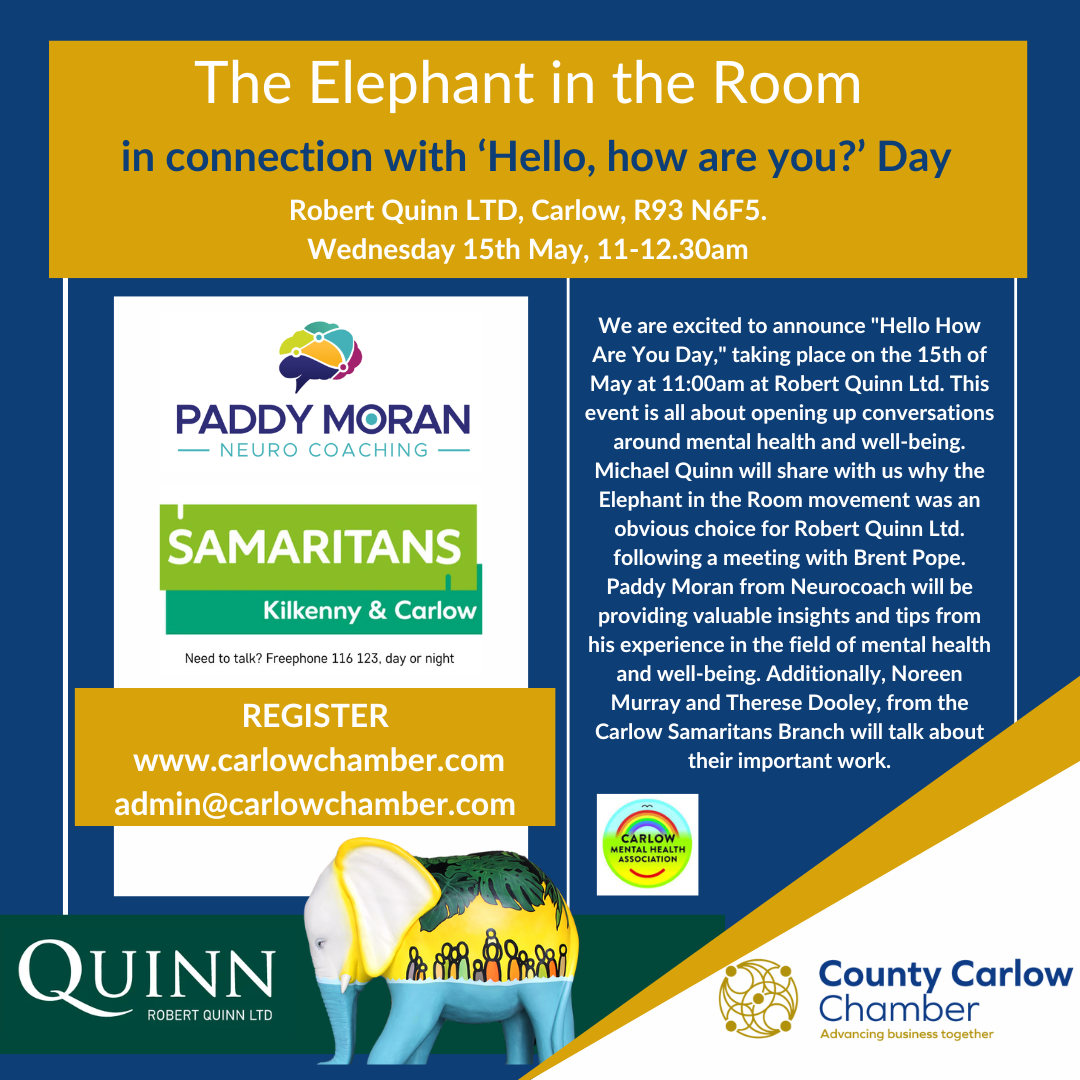 The Elephant in the Room – Lets focus on Mental Health to mark Hello Carlow, How are you?