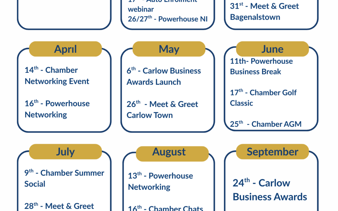 Dates for your Diary – Carlow Chamber Calendar of Events 2026